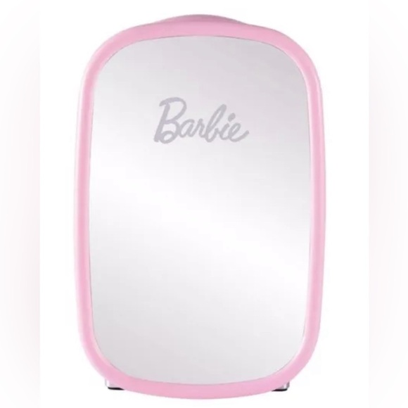 BARBIE Mirror Beauty Cooler Mini Fridge Glass Door Pink NEW IN BOX - Picture 2 of 11